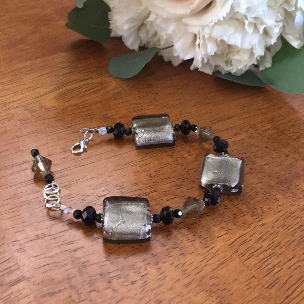 Grey & Black Beaded Bracelet